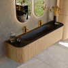 MONDIAZ KURVE 170cm Meuble salle de bain avec module 25 G et D - couleur Oak - 1 tiroir - 2 portes - vasque BIG LARGE centre - 2 trous de robinet - Urban SW1138411