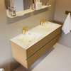 Mondiaz VICA-DLUX Ensemble de meuble de salle de bain - 130cm - meuble sous-vasque oro - 2 tiroirs - lavabo encastré cloud double - 2 trous de robinet - version haute de 60cm - frape SW1089255