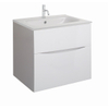 Crosswater Glide II Badmeubelset - 60x45x52cm - 2 lades - greeploos - wastafel - kraangat - glans wit gloss SW890273