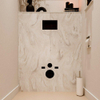 MONDIAZ HOPE Toiletplaat Set - solid surface achterwand - 100x125cm - Planchet 100x23cm - voorgeboord - Ostra SW1105161