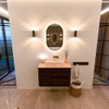 Mondiaz CIRO-DLUX Badkamermeubelset - 80x45x50cm - Solid surface wastafel Saba - 1 wasbak Midden - zonder kraangaten - 2 lades - Walnut SW1530653