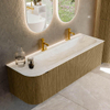 Mondiaz KURVE-DLUX Ensemble de meuble de salle de bains - 145x46x40cm - 1 tiroir - 1 porte - lavabo solid surface - droite - 2 trous de robinet - Dusk SW1415171