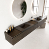 MONDIAZ BUKLA 280cm ensemble de meuble avec module 40 couleur Marron Foncé avec 5 tiroirs. Lavabo CLOUD double 0 trou de robinet couleur Urban. SW1382332