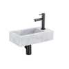 Saniclass Fuente ensemble de lavabo - 40x22 - 1 trou de robinet - droite - marbre - robinet de lavabo noir mat - blanc SW1111495
