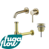 FugaFlow Eccelente Sobrado Slim Slim Kit mitigeur lavabo - robinet encastrable - bonde clic clac - siphon design - PVD Laiton brossé SW1124338