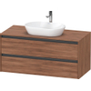 Duravit Ketho.2 Wastafelonderbouwkast - inclusief consoleplaat - met 2 laden - 120x55x56.8cm - met handgrepen antraciet - noten mat SW773077