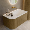 Mondiaz KURVE-DLUX Ensemble de meuble salle de bain - 85x46x40cm - 1 tiroir - 1 porte - lavabo en solid surface - droite - sans trou de robinet - Dusk SW1415043