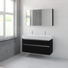 Bruynzeel Passo badmeubelset 69.8x120x46cm 2 kraangaten 2 wasbakken 4 lades met spiegelkast met softclose ceramic zwart eiken SW384710 Bruynzeel Passo badmeubelset 69.8x120x46cm 2 kraangaten 2 wasbakken 4 lades met spiegelkast met softclose ceramic zwart eiken SW384710
