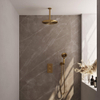 Brauer Gold Edition Ensemble de douche pluie encastré - douche principale 30 cm - 2 fonctions - incluant partie encastrable - douchette ronde 3 positions - PVD - or brossé SW547685