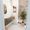 Mondiaz JOYA-DLUX Meuble de toilette 111,6cm - arrondi droite couleur Dusk - Vasque FAYE position gauche 1 trou de robinet couleur Sombra SW1426279