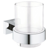 GROHE Essentials Cube Porte-gobelet - 9.2x10.7x7.2cm - avec verre - chrome 0438175