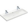 Villeroy en boch Avento meubelwastafel 100x47cm 2 kraangaten met overloop ceramic+ wit SW59851 Villeroy en boch Avento meubelwastafel 100x47cm 2 kraangaten met overloop ceramic+ wit SW59851