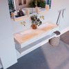 Mondiaz ALAN-DLUX Ensemble de meuble - 130cm - meuble Ostra mat - 0 tiroirs - Lavabo Cloud Ostra suspendu - vasque Gauche et droite - 0 trous de robinet SW809319