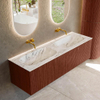 Mondiaz KURVE-DLUX Ensemble meuble de salle de bains - 150x46x40cm - 2 tiroirs - vasque solid surface - double - sans trou de robinet - Ruby SW1415987