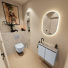 MONDIAZ TURE-DLUX meuble de toilettes 60cm Clay. Lavabo EDEN Opalo position gauche. Avec 1 trou de robinet. SW1104224