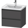 Duravit Ketho.2 Wastafelonderbouwkast - met 2 laden - 63.4x45.5x54.9cm - met grepen antraciet - grafiet mat SW771913