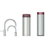 Quooker Nordic Round Twintaps kokendwaterkraan - draaibare uitloop - Combi incl. Cube reservoir - Warm / kokend water - RVS SW299698