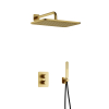 Hotbath Gal IBS40A Ensemble de douche - encastré - pomme de douche rectangulaire 27 cm - bras de douche mural 35 cm - douchette à main barre - laiton brossé PVD SW656129