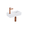 QeramiQ Fuente pack lave-mains – 37,5 x 18,5 x 9 cm – céramique blanc mat – perçage à gauche – robinet cuivre brossé SW1232770