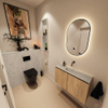 MONDIAZ TURE-DLUX Meuble toilette - 80cm - Washed Oak - EDEN - vasque Opalo - position centrale - sans trou de robinet SW1104627