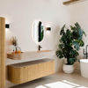 MONDIAZ THOR-DLUX 150cm meuble de salle de bains arrondi gauche + droite couleur Oak avec 1 tiroir et 2 portes. Vasque suspendue CLOUD droite 1 trou de robinet couleur Saba. SW1464880