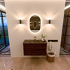 Mondiaz CIRO-DLUX Meuble de salle de bains - 90x45x50cm - Lavabo solid surface Lava - 1 vasque au milieu - 1 trou de robinet - 2 tiroirs - Ruby SW1531580