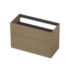 INK Meuble sous-lavabo - 100x45x65cm - 2 tiroirs - poignées rapportées - MDF - chêne olive SW1405627