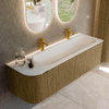 Mondiaz KURVE Ensemble de meubles de salle de bains - 145x46x40cm - 1 tiroir - 1 porte - lavabo solid surface - droite - 2 trous de robinet - Dusk SW1414793