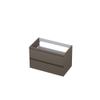 INK Wastafelonderkast - 80x45x52cm - 2 lades - greeploos - MDF lak - Mat taupe SW157924