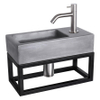 Differnz Ravo fonteinset – 38.5x18.5x25 cm – beton donker grijs – gebogen mat chromen kraan – met zwart frame SW373237