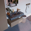 Mondiaz ALAN-DLUX Ensemble de meuble - 80cm - meuble Smoke mat - 1 tiroir - Lavabo Cloud Lava suspendu - vasque Centre - 1 trou de robinet SW808220