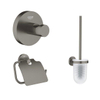 Grohe Start toiletset - toiletborstelhouder - handdoekhaak - toilethouder - Graphite Geborsteld SW1577133