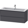 Duravit Ketho.2 Wastafelonderbouwkast - met 2 laden - voor enkele wastafel - 121x48x55cm - met grepen antraciet - grafiet mat SW773142