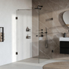 BRAUER Void Carving Cabine de douche - 100x140x200cm - porte battante - revêtement verre - réversible - verre clair - noir mat SW1418098