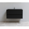 Adema Bella Meuble avec lavabo acrylique noir avec 1 trou de robinet 100x55x46cm Flat Pack Noir mat SW538655 Adema Bella Meuble avec lavabo acrylique noir avec 1 trou de robinet 100x55x46cm Flat Pack Noir mat SW538655