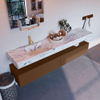 Mondiaz ALAN-DLUX Ensemble de meuble - 200cm - meuble Rust mat - 2 tiroirs - Lavabo Cloud Glace suspendu - vasque Gauche - 1 trou de robinet SW806116
