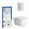 Duravit Starck Me Pack WC avec réservoir encastrable, cuvette murale à fond creux avec abattant frein de chute et plaque de commande vertical chrome SW158525