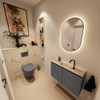 MONDIAZ TURE-DLUX Meuble toilette - 80cm - Dark Grey - EDEN - vasque Frappe - position centrale - 1 trou de robinet SW1102749
