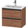 Duravit Ketho.2 Wastafelonderbouwkast - met 2 laden - 61x39x54.9cm - met grepen antraciet - noten mat SW772418
