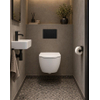 QeramiQ Dely Swirl Compact Ensemble WC - réservoir encastré QeramiQ flush - abattant slim - plaque de commande métallique noir mat - boutons ronds - blanc brillant SW1590493