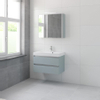 Bruynzeel Palitano badmeubelset 56.5x80x46cm 1 kraangat 1 wasbak 2 lades met spiegelkast met softclose fjord groen SW384652 Bruynzeel Palitano badmeubelset 56.5x80x46cm 1 kraangat 1 wasbak 2 lades met spiegelkast met softclose fjord groen SW384652