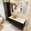 Mondiaz VICA Ensemble de meuble de salle de bain - 120cm - Marquina 4 tiroirs - Lavabo CLOUD - droite - sans trou de robinet - couleur talc - version XL 60cm de haut SW1189245