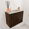 Mondiaz JOYA-DLUX 50cm toiletmeubel - kleur Walnut - Wastafel FAYE positie Rechts 1 kraangat kleur Opalo. SW1422532
