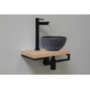 Proline Pack lave-mains 40x23cm avec vasque en céramique pierre de taille droite, plan Ideal oak et robinet siphon et bonde noir mat SW536632