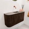 Mondiaz JOYA-DLUX 83.2cm meuble de toilette - arrondi gauche et droite couleur Walnut - Vasque FAYE position Milieu Sans trou de robinet couleur Oza SW1424610