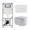 QeramiQ Dely Swirl Toiletset - 36.3x51.7cm - Geberit UP320 inbouwreservoir - met Burda frame - slimzitting - glans witte bedieningsplaat - rechthoekige knoppen - mat wit SW1126124