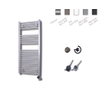 Sanicare Elektrische Design Radiator - 111.8 x 60 cm - 730 Watt - thermostaat chroom rechtsonder - zilver grijs SW420047