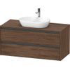 Duravit Ketho.2 Wastafelonderbouwkast - inclusief consoleplaat - met 2 laden - 120x55x56.8cm - met handgrepen antraciet - donker noten mat SW772224