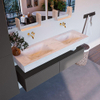 Mondiaz ALAN-DLUX Ensemble de meuble - 150cm - meuble Dark grey mat - 2 tiroirs - Lavabo Cloud Opalo suspendu - vasque Gauche et droite - 0 trous de robinet SW806310