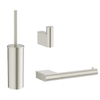 Crosswater MPRO ensemble WC - porte-balai de WC - patère - porte-rouleau de WC - acier inoxydable brossé SW975315